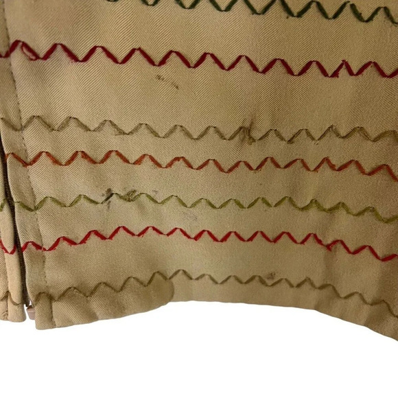 Alfred Dunner Full Zip Vest 16 Earth Tone Color Zig Zag Embroidery Knit Backside - Picture 5 of 13